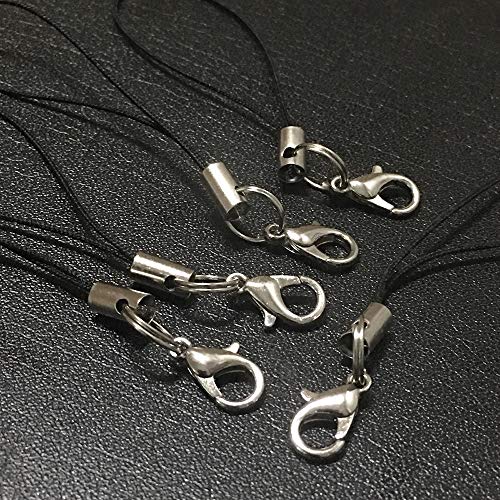 15 Cell Phone Strap Black/Silver Tone Split Ring With Hooks #TOP4