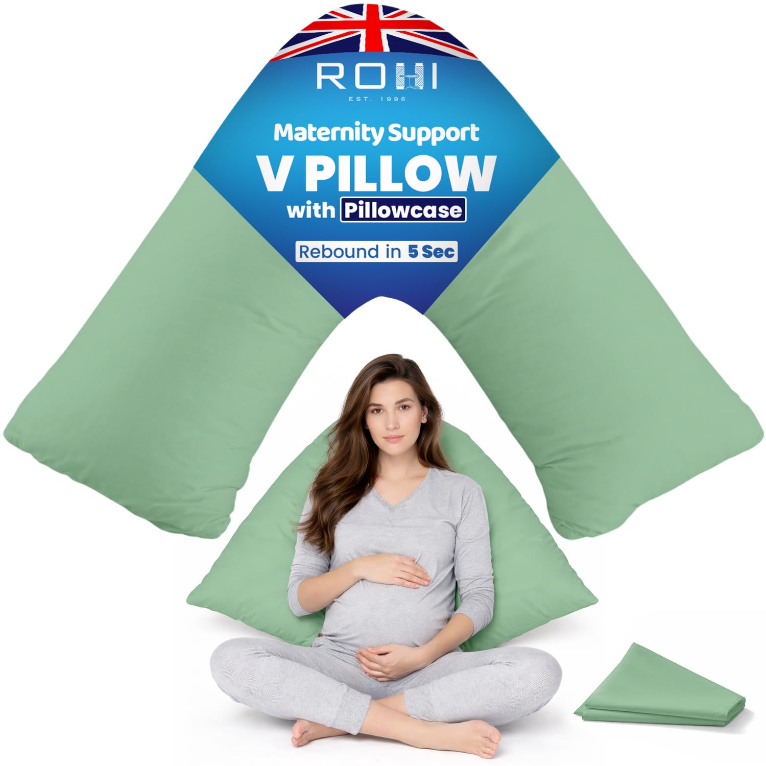 Rohi Orthopaedic V Pillow with Pillowcase – Anti Allergy Triangle pillows for Adults, Nursing, Maternity & Pregnancy – Extra Hollowfibre Cushioning to Supports Neck, Head & Back (Grey) — view 35