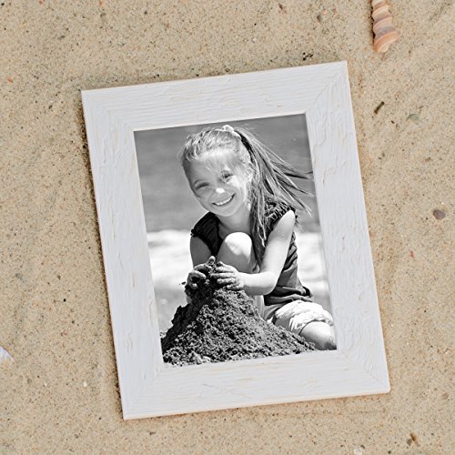 PHOTOLINI Bilderrahmen 20x20 cm Holz Weiß, quadratisch, Echtholz-Rahmen rustikal, Strandhaus, Made in Germany, Echtglas, zum Aufhängen… – Ansicht 3