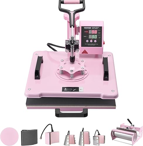 VEVOR Combo de máquina de prensa de calor 8 en 1 con prensa de vasos de 30 onzas y prensa de sombreros, prensa de calor de 12 x 15 pulgadas para