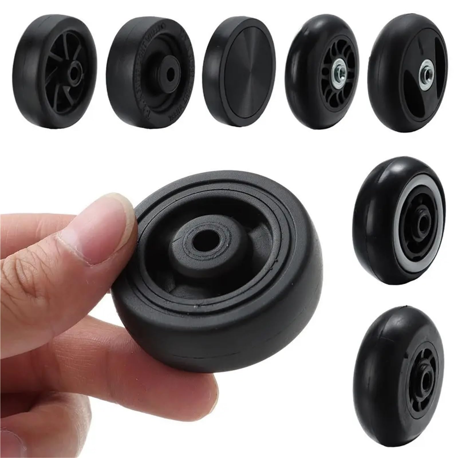 Ruote di ricambio per bagagli, 4 paia di ruote silenziose in PVC, kit di riparazione per valigie da viaggio e bagagli, parti di ricambio fai da te con viti, misura universale