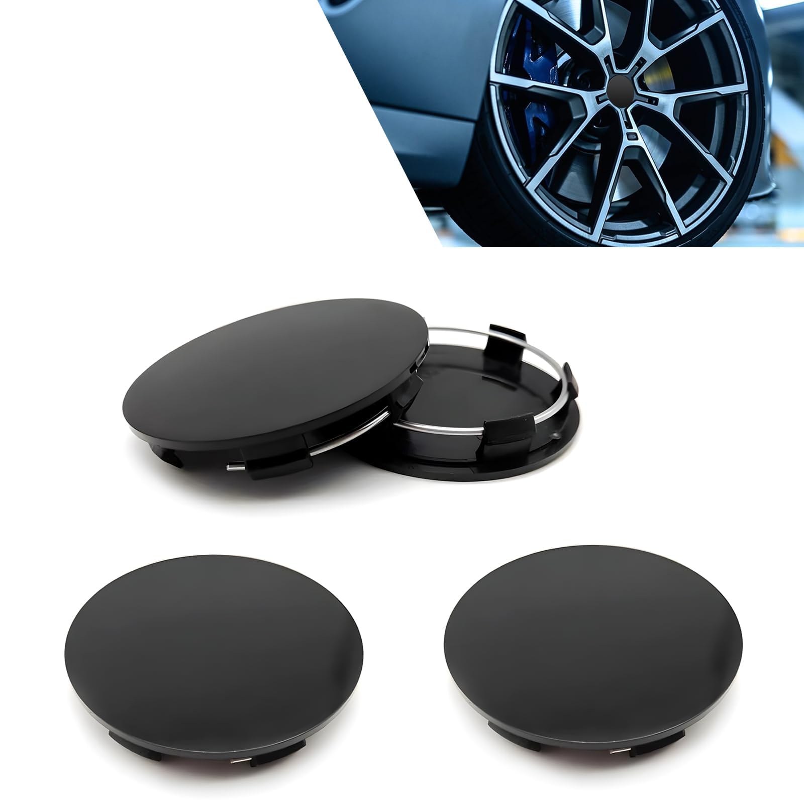 Onemaji Normal 4 Pcs Wheel Center Caps For Abarth 500E Cabriolet 2023-, Alloy Rim Hub Covers Car Wheel Decoration Automotive Hubcap Replacement Exterior Wheel Trim,Outer Diameter 54Mm