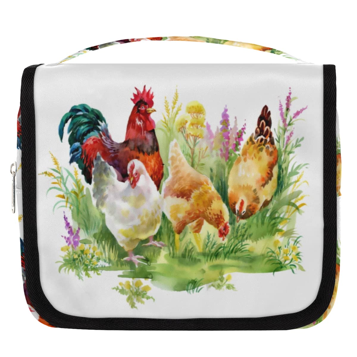 Kurczaki podróżna kosmetyczka kurczaki kogut torba do mycia torebka unisex wiszące przybory toaletowe organizer kosmetyczny, wielobarwny, Jeden rozmiar