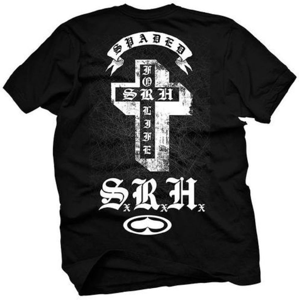 SRH Mens Grave Mens Tee Shirt MS1518 Support Radical Habits Spade Logo Black & White Black
