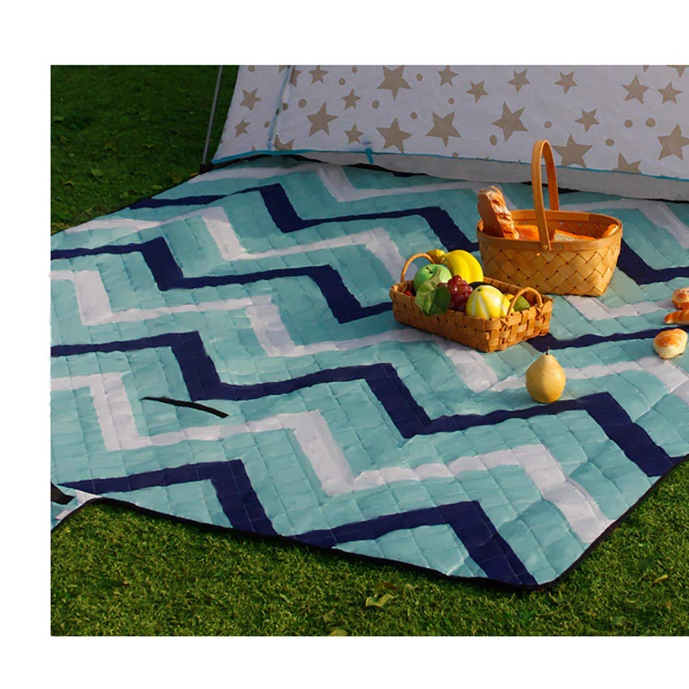 Coperta da Picnic Spessa con Manico Extra Grande Trapuntato Imbottito All'aperto Zigzag Impermeabile Portatile Pieghevole Lavabile in Lavatrice per Bambini Spiaggia Campeggio Giardino (Blu)