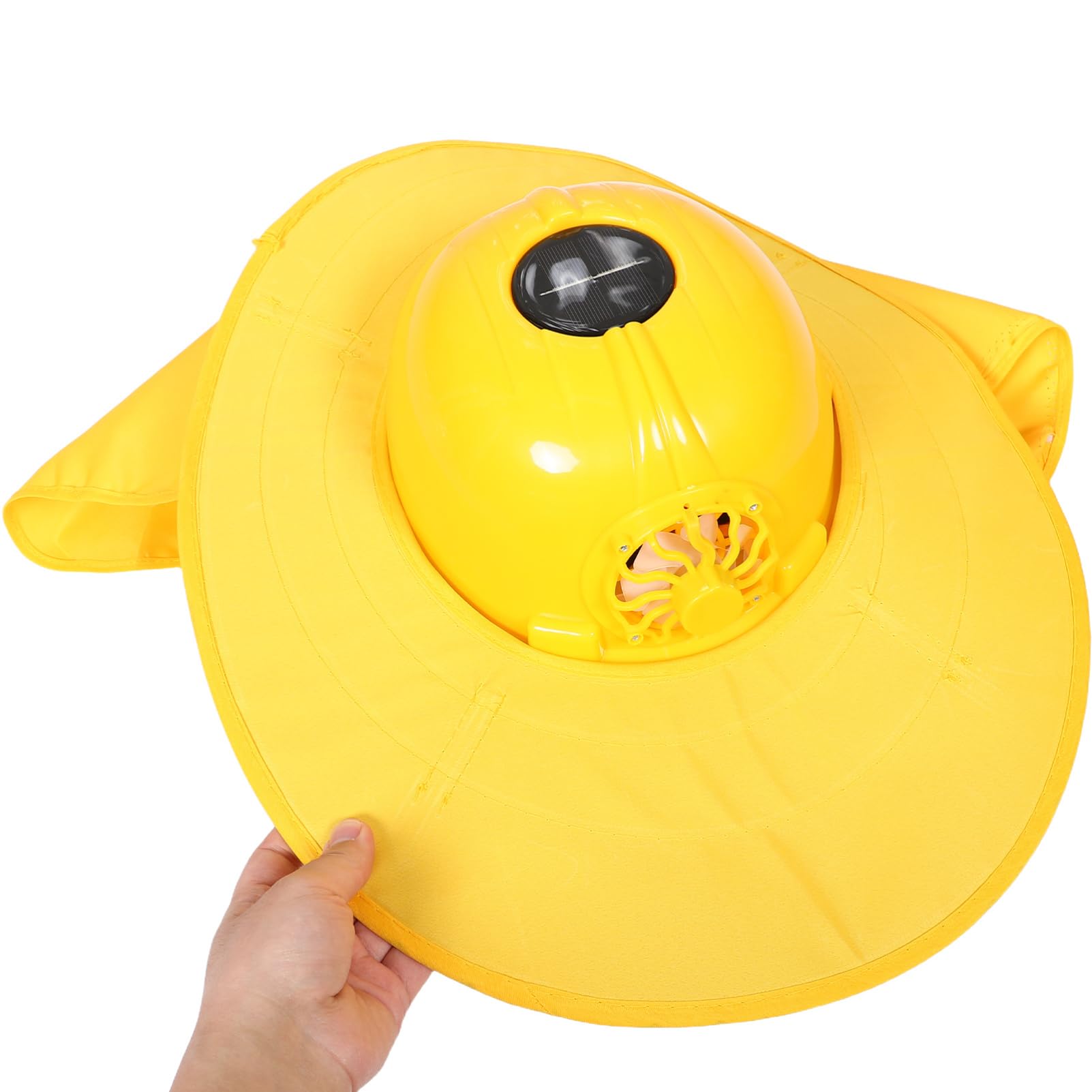 PRETYZOOM Solarbetriebener Schutzhelm mit Ventilator Breiter Krempe für Outdoor-Arbeit Nackenschutz und Sonnenschutz für Hohe Temperaturen