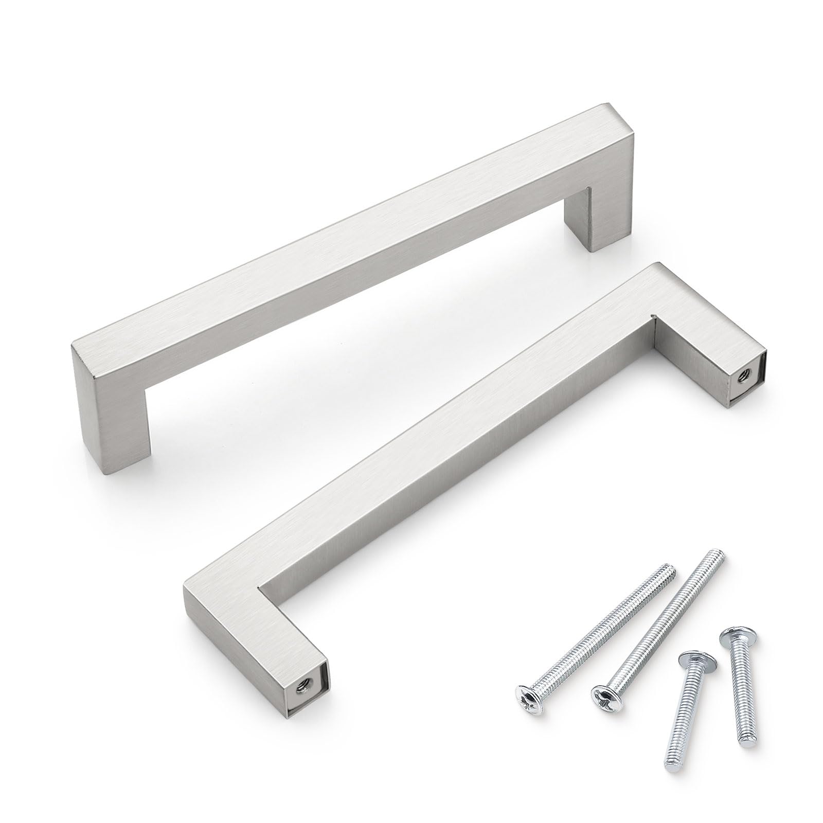 Poignées carrées en acier inoxydable nickel brossé Probrico 12,7 cm pour armoire lot de 10