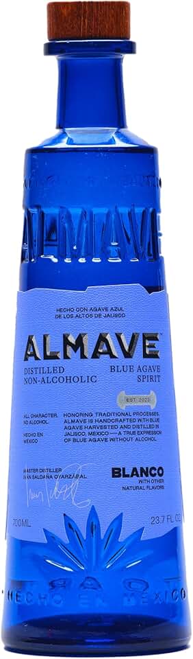ALMAVE Blanco Non-Alcoholic Blue Agave Spirit – The First Premium Tequila Alternative Made with Blue Agave – Handcrafted in Jalisco, Mexico