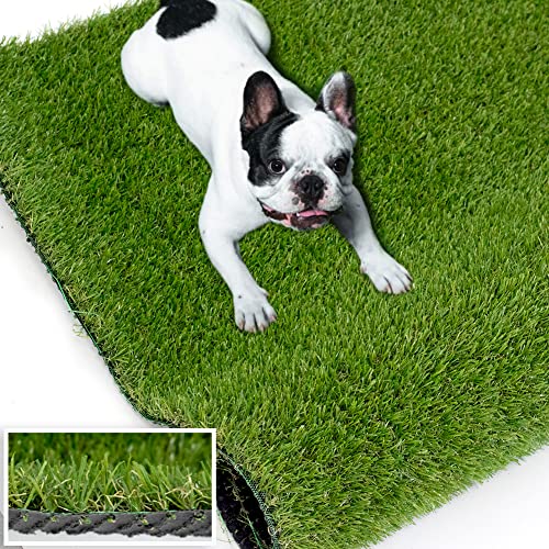 SUWUYUE Artificial Grass Outdoor Turf, 4 x 5 FT 0.8' Thick Fake Grass Rug Realistic Synthetic Grass Carprt Decor Soft Astroturf Mat for Patio Backyard Garden Balcony