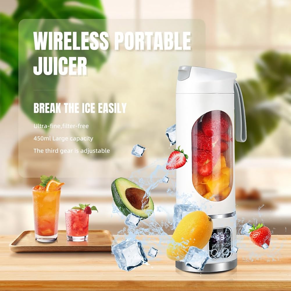 Przenośny blender USB z 8 ostrzami mini kruszarka do lodu z cyfrowym wyświetlaczem 3 tryby przenośny blender C