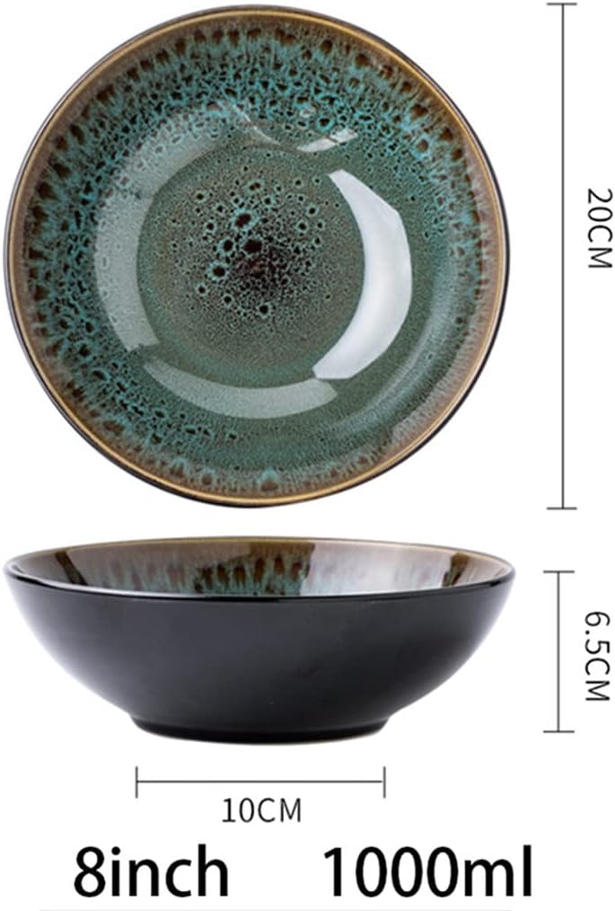 Chinese Retro Green Ceramic Bowl Large 1000ml Noodle Bowls For Salad Soup Dessert Ramen Porcelain