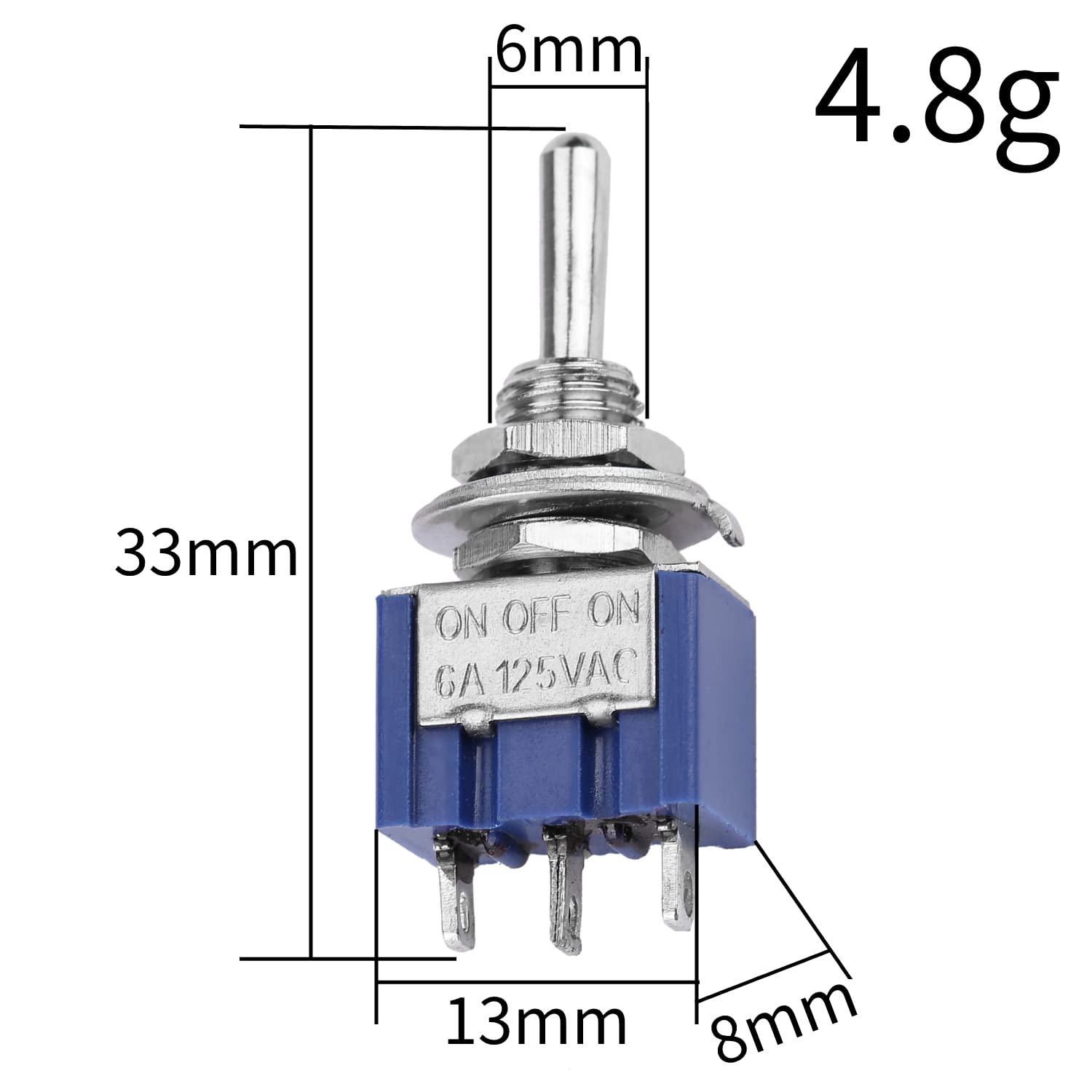 Salecom 5PCS SPDT 3 Way On/off Della Chitarra Mini Interruttore A - Foto 3