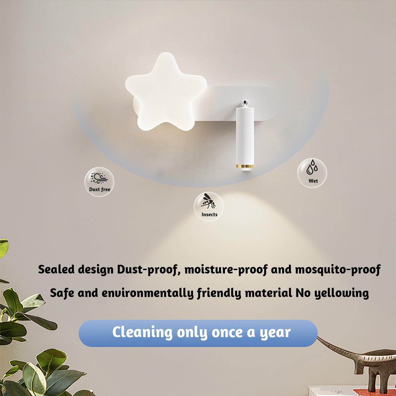 Lampa ścienna LED do wnętrz ze ściemnialną lampą ścienną z pilotem obrotowym 360° Lampka nocna do czytania dla dzieci, nowoczesne oświetlenie ścienne do sypialni, salonu, chłopców, dziewcząt