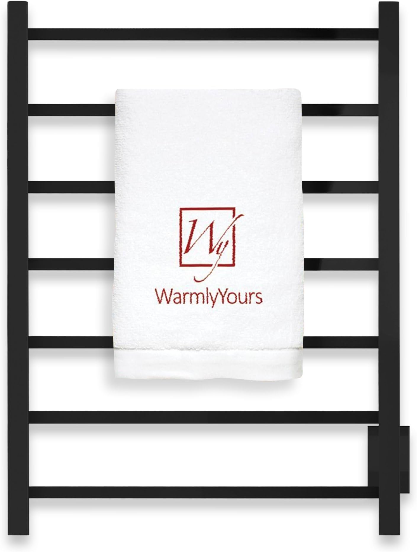 7-bar Matte Black Towel Warmer