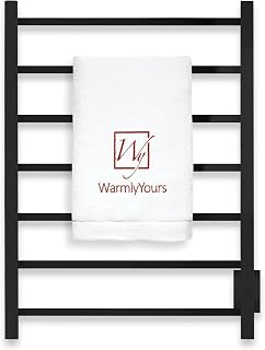 Heated Towel Rack – Matte Black Wall Mounted Towel Warmer for Luxurious Bathroom Spa-Like Comfort, 7-Bars, 75 Watts Electric Hardwired UL Certified Safe, WarmlyYours Tahoe