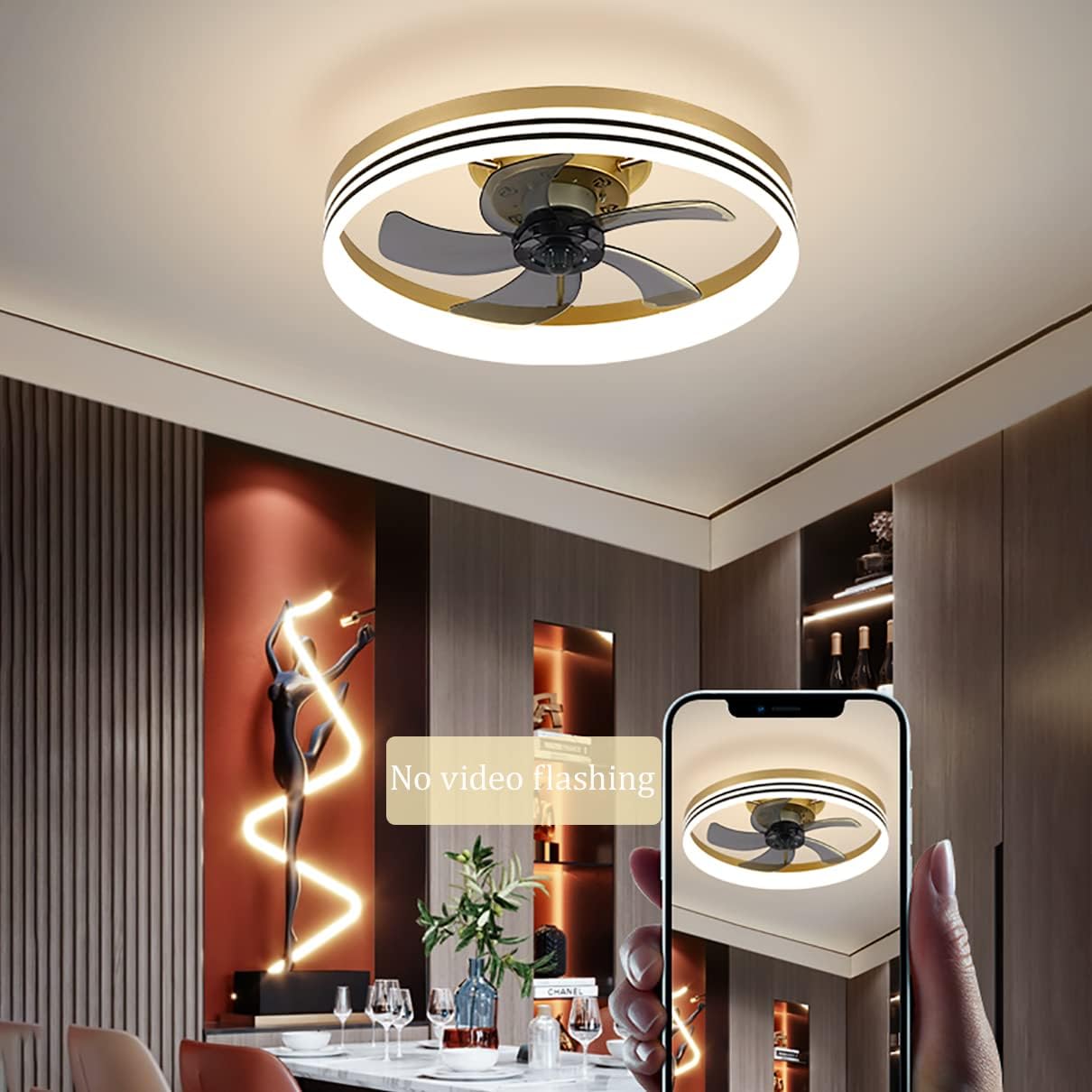 YUEGOO Ceiling Fans with Lamps,Bedroom Ceiling Fan with Light and Remote Control 3 Speeds with Timer Dimmable Led Fan Ceiling Light Modern Living Room Quiet Ceiling Fan Light/White