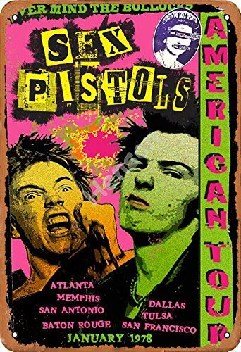 HERE YEARN sex pistols american tour Metal Tin Sign Painted Modern Wall Decoration Game Room House Rules Metal Street Sign Art Poster