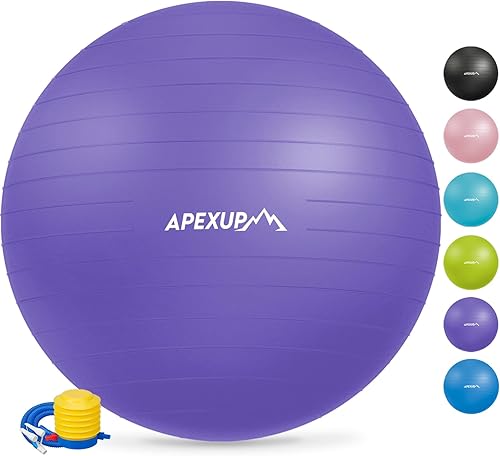 Miniatura 1 de APEXUP Pelota de yoga, silla antideslizante de estabilidad, pelota de gimnasio grande resistente para fitness, equilibrio, entrenamiento central y