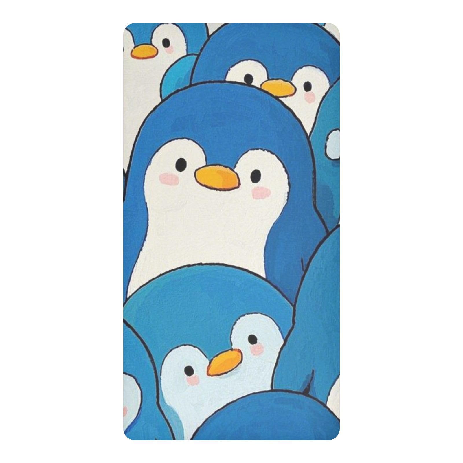Draps de lit imperméables bébé fille motif pingouin pour mini berceau 132x71 cm