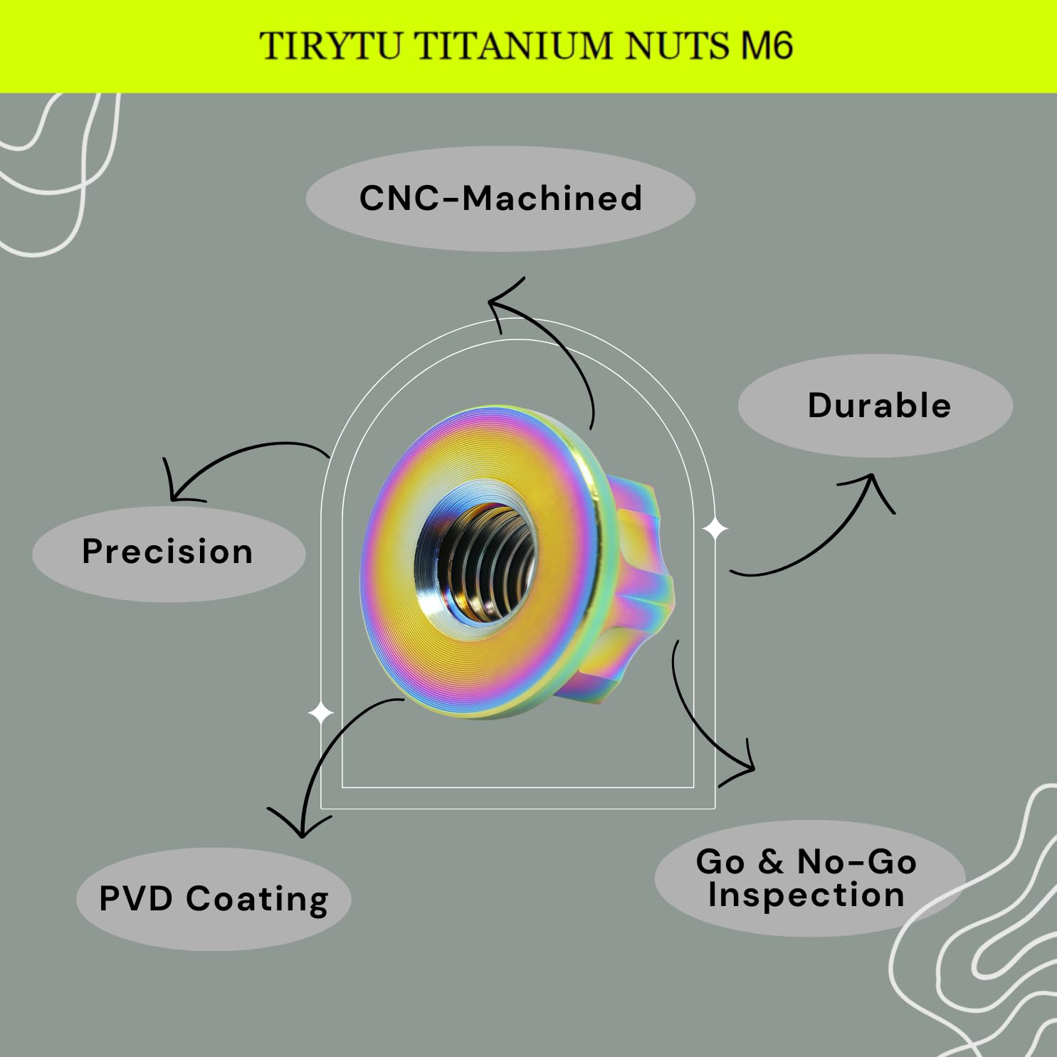 Titanium M6x1.0 Flange Hex Nuts 10pc - Grade 5 Ti-6Al-4V Colorful