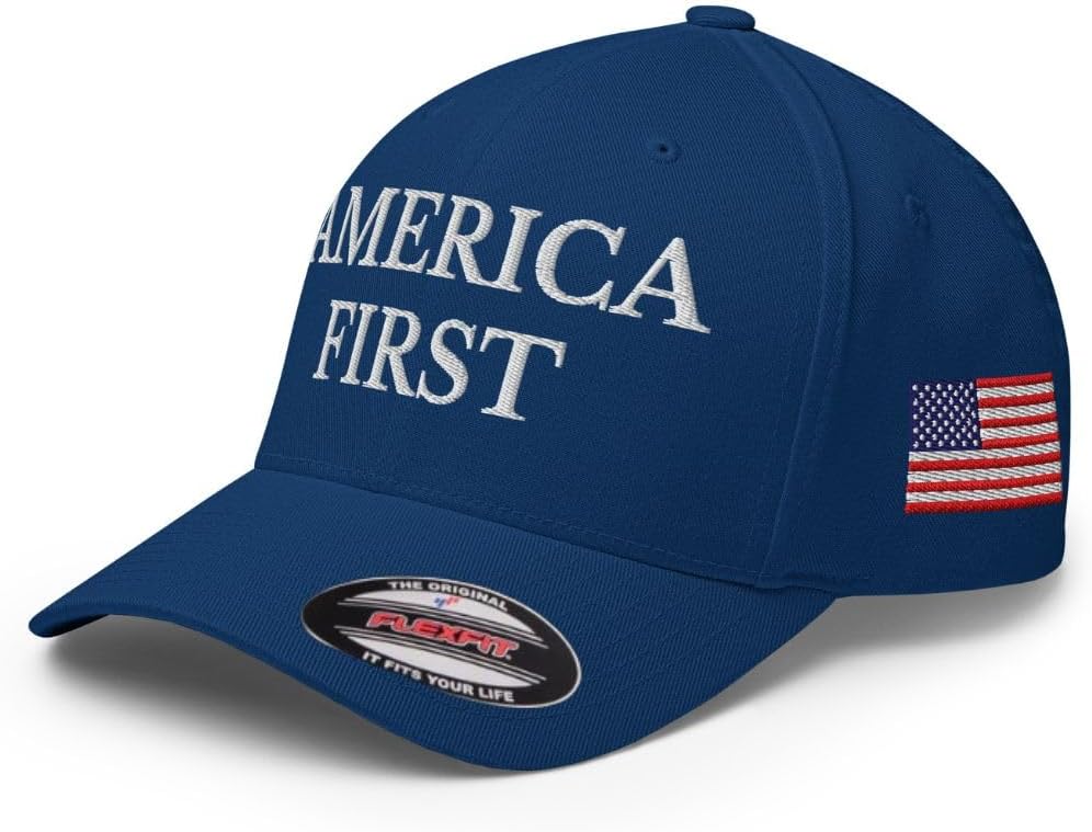 FX America First Fitted Hat Embroidered Curved Bill Mid Crown Closed-Back Structured Twill Cap