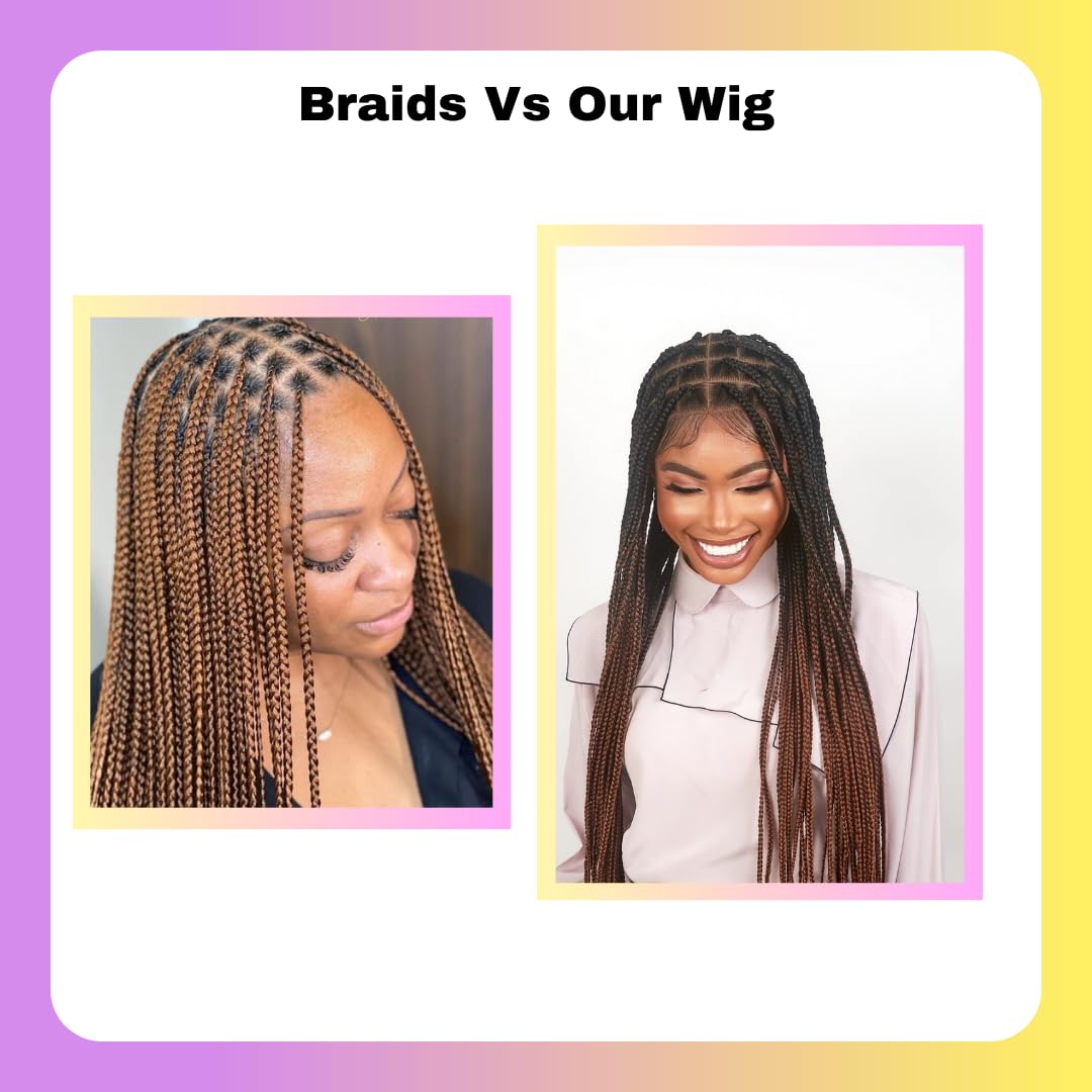 Wow Braids 36" Full HD Transparent Lace Front Medium Knotless Braided Wig with Baby Hair - Synthetic hand-made box braids wig for black women image 5