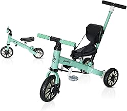 JumPop® Triciclo Evolutivo 5 en 1 + Timbre con Pegatinas y Vídeo Montaje QR incluído | Triciclo Bebe 1 Año a 5 Años con Complementos Divertidos.