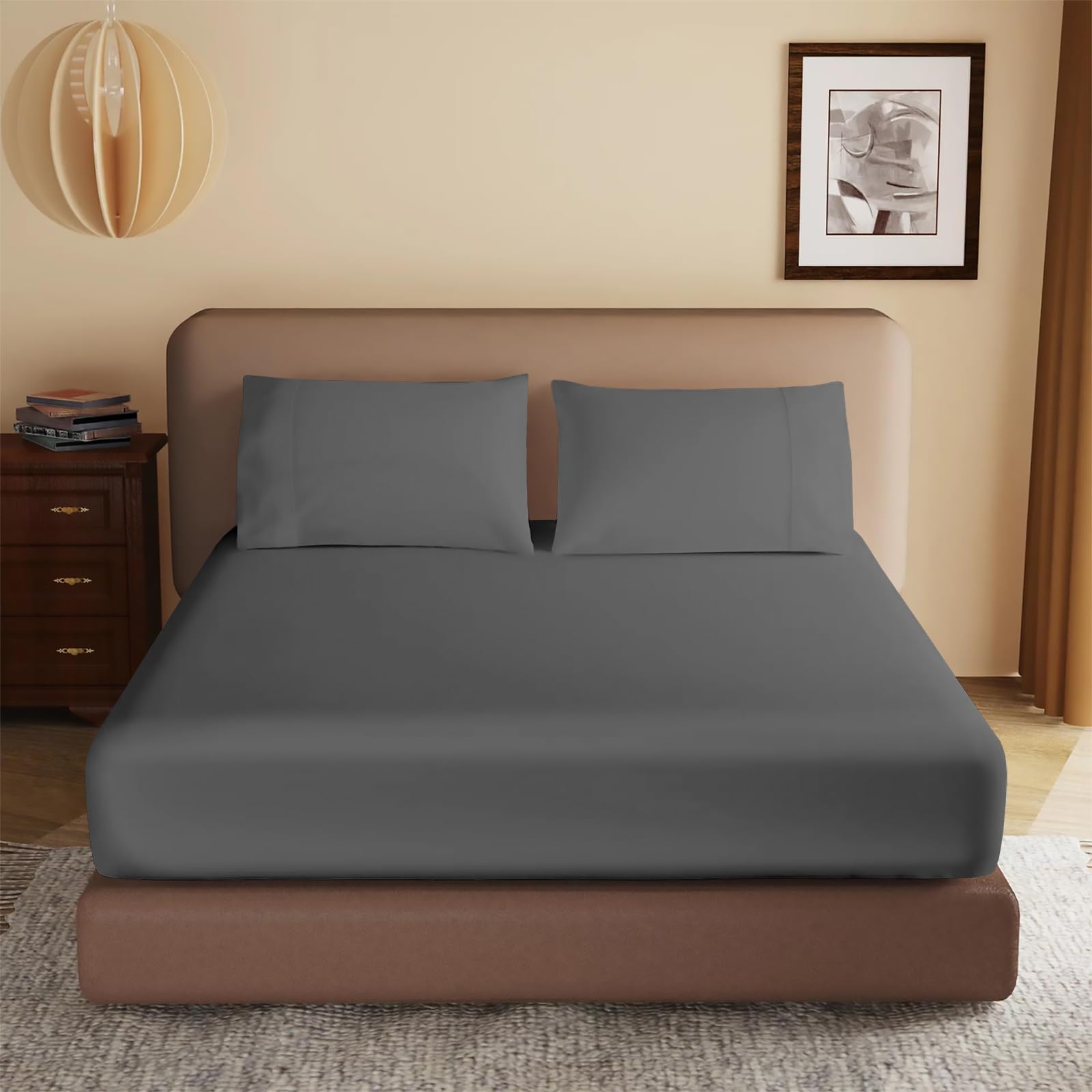 EverSoft Bedding 100% Egyptian Cotton Single Size Fitted Sheet, 40cm Extra Deep Single Fitted Sheet, 400 Thread Count Machine washable Luxury Single Bed Sheets — image 1