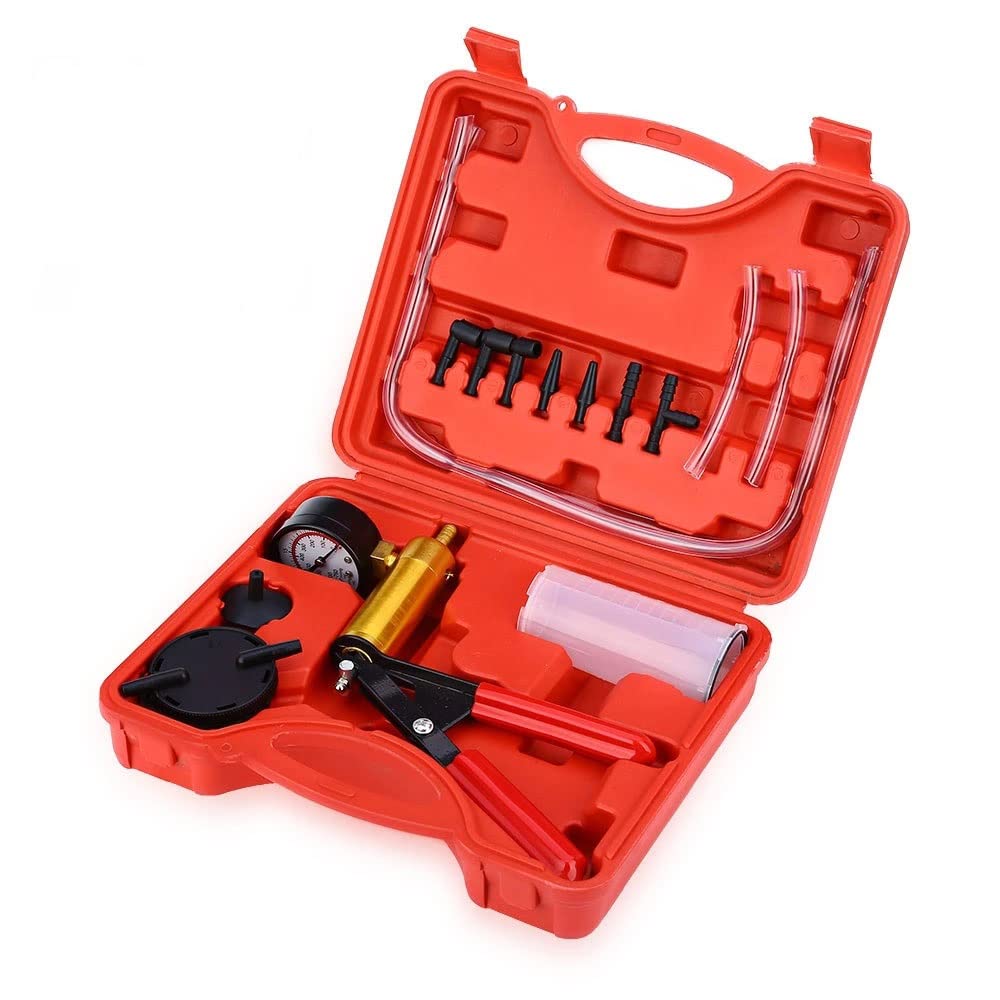 Bomba de presión manual de aluminio para coche, purga de líquido de frenos, portátil, duradero, kit de comprobador de vacío
