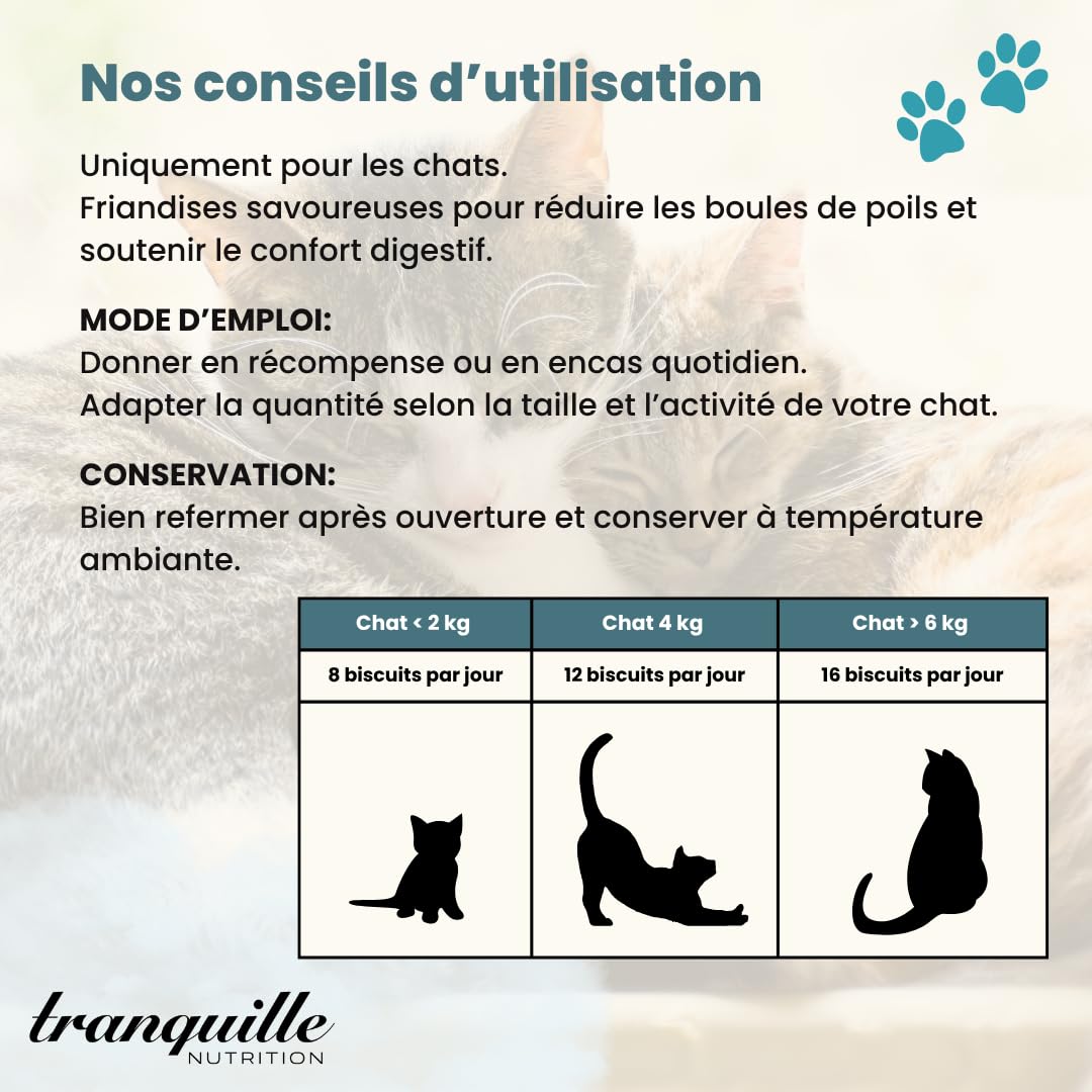 Tranquilo Crunch' Expert Anti Bola de Cerdas para Gato (Lote de 40 x 60 g) | Dulces de Malta y Fibras Vegetales | Croqueta Gato | Snack Preventivo Bienestar | con Pollo y sin Azúcares