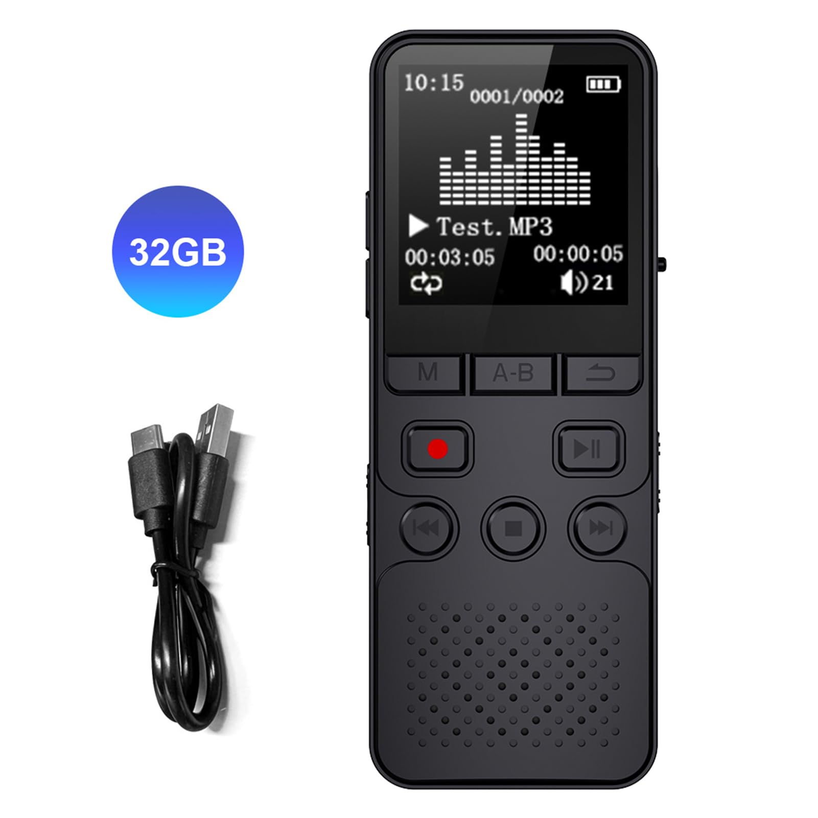XUMIUZIY Grabadora de Voz Digital con Pantalla TFT de 1,4 Pulgadas, Grabadora de Voz Portátil con Micrófono Dual para Conferencias, Reuniones, Clases, Entrevistas (32G)