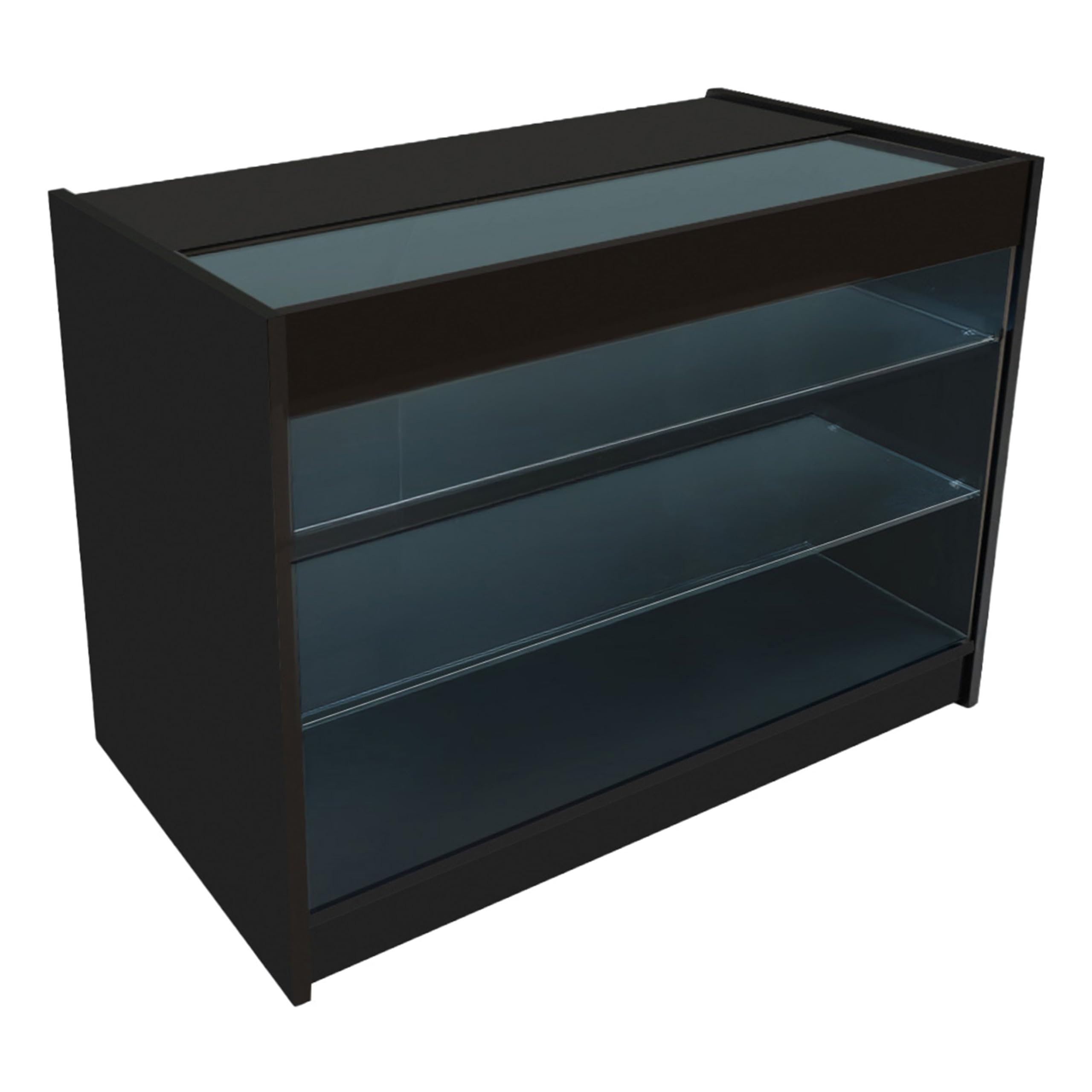 Set Banconi Neri con LED Vega K1200 C1200 CM60 TB60 - Vetrina con Serratura, Chiavi, Ante Scorrevoli, Mobile Cassa, Espositori in Vetro Illuminati per Gioielli, Abbigliamento e Accessori
