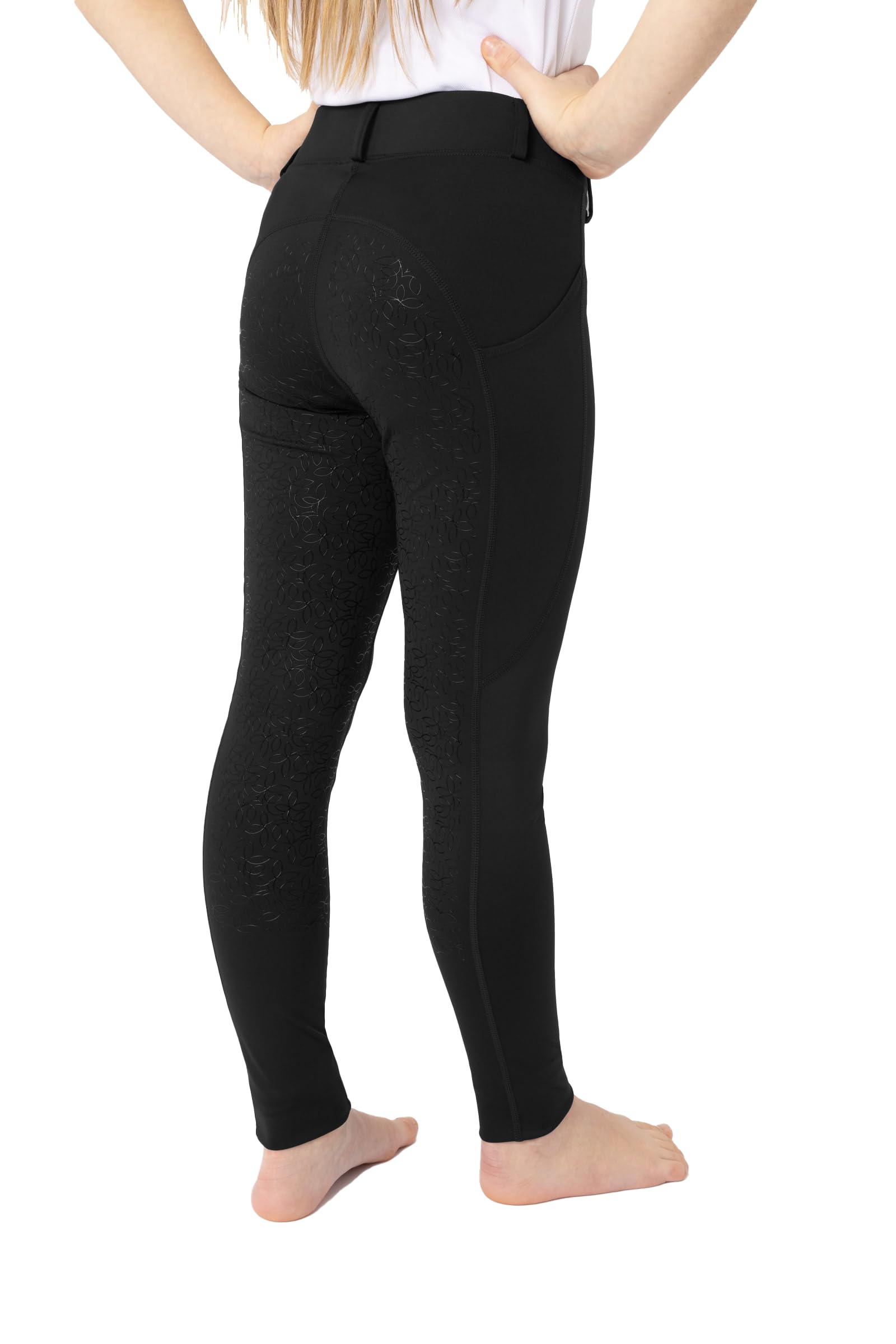 HORZE Legging d'équitation DEA, pour Enfant, Pantalon d'équitation pour Fille, Passants de Ceinture, empiècement Complet, Poche pour téléphone Portable