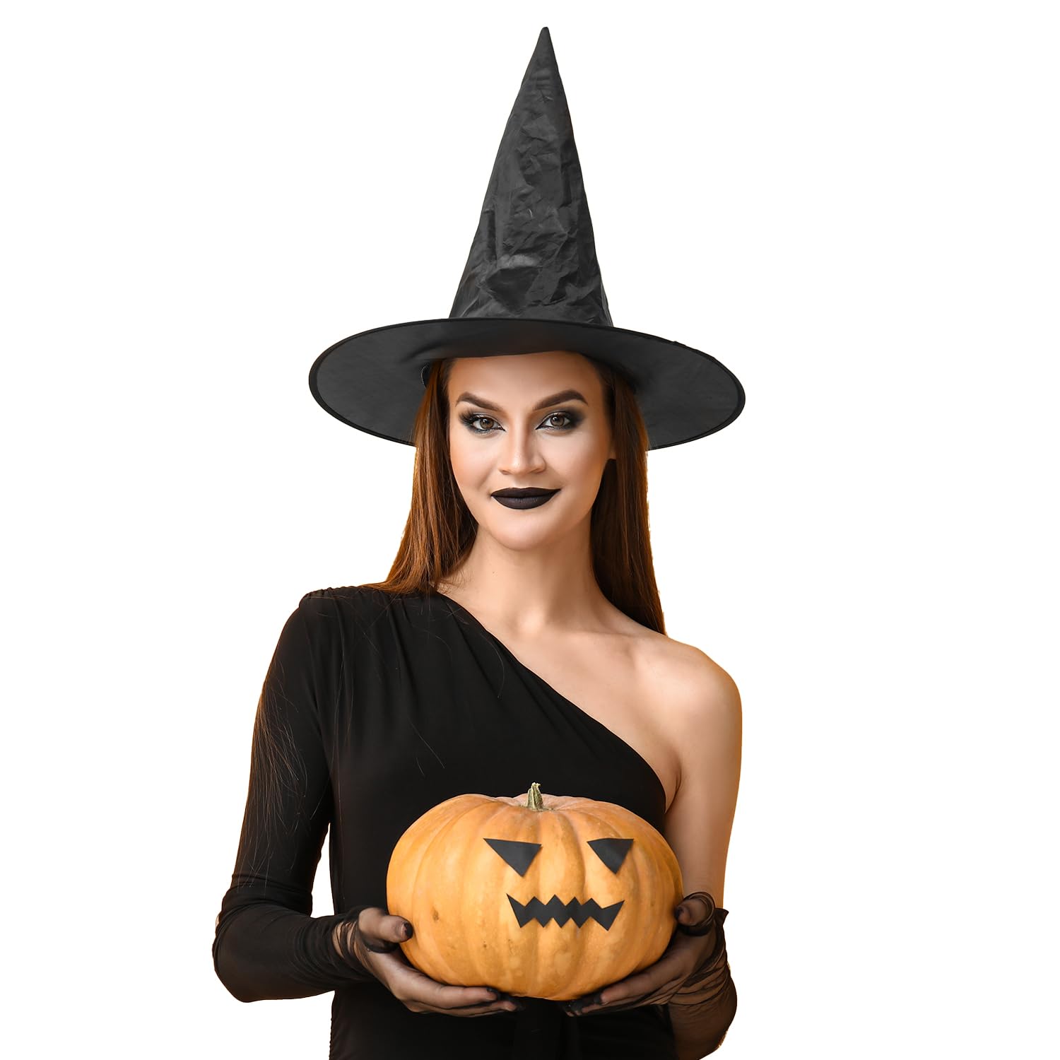VLYX Witch Hats - 2 Pack Black Pointed Adult Unisex Costume Hats for Halloween, Carnival, Cosplay