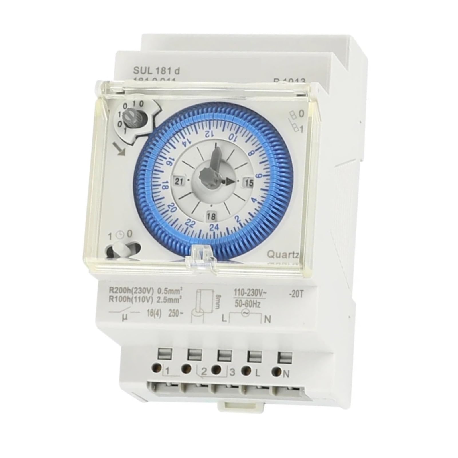Temporizzatore Meccanico, con 96 Volte di accensione/spegnimento al Giorno, intervallo di impostazione 'Ora, 15 Minuti, Interruttore Timer 24 Ore.