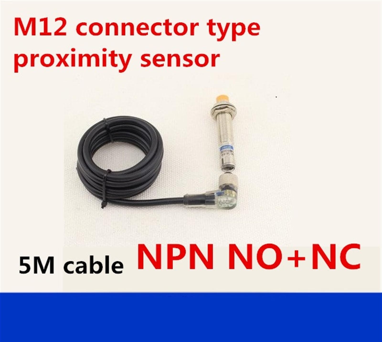 Czujnik zbliżeniowy NPN NO+NC M12, przełącznik zbliżeniowy DC, 4-żyłowy kabel 5 m, wtyczka kątowa z wyświetlaczem LED (typ spłukiwania 2 mm, NPN NO)
