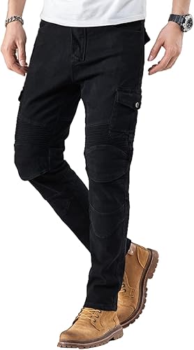 Miniatura 9 de CTBQiTom Pantalones de motocicleta para hombre, pantalones de motocross, pantalones de motociclista, pantalones de mezclilla de aventura, con