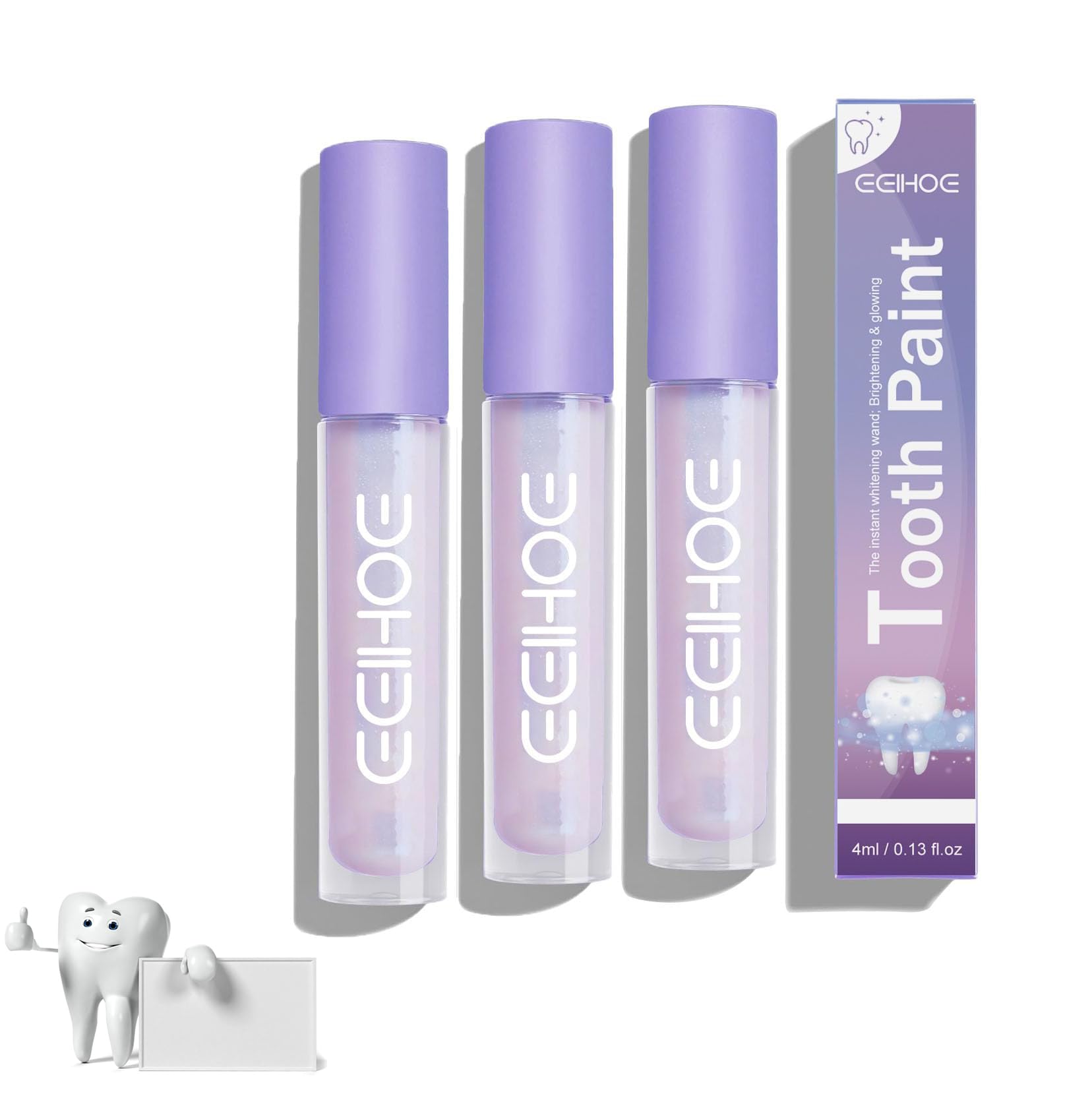 2023 NEW Glostik Tooth Gloss, Glostik Tooth Gloss Whiter Teeth, Eelhoe Tooth Paint, Teeth Gloss Whitening Kit (3PCS)
