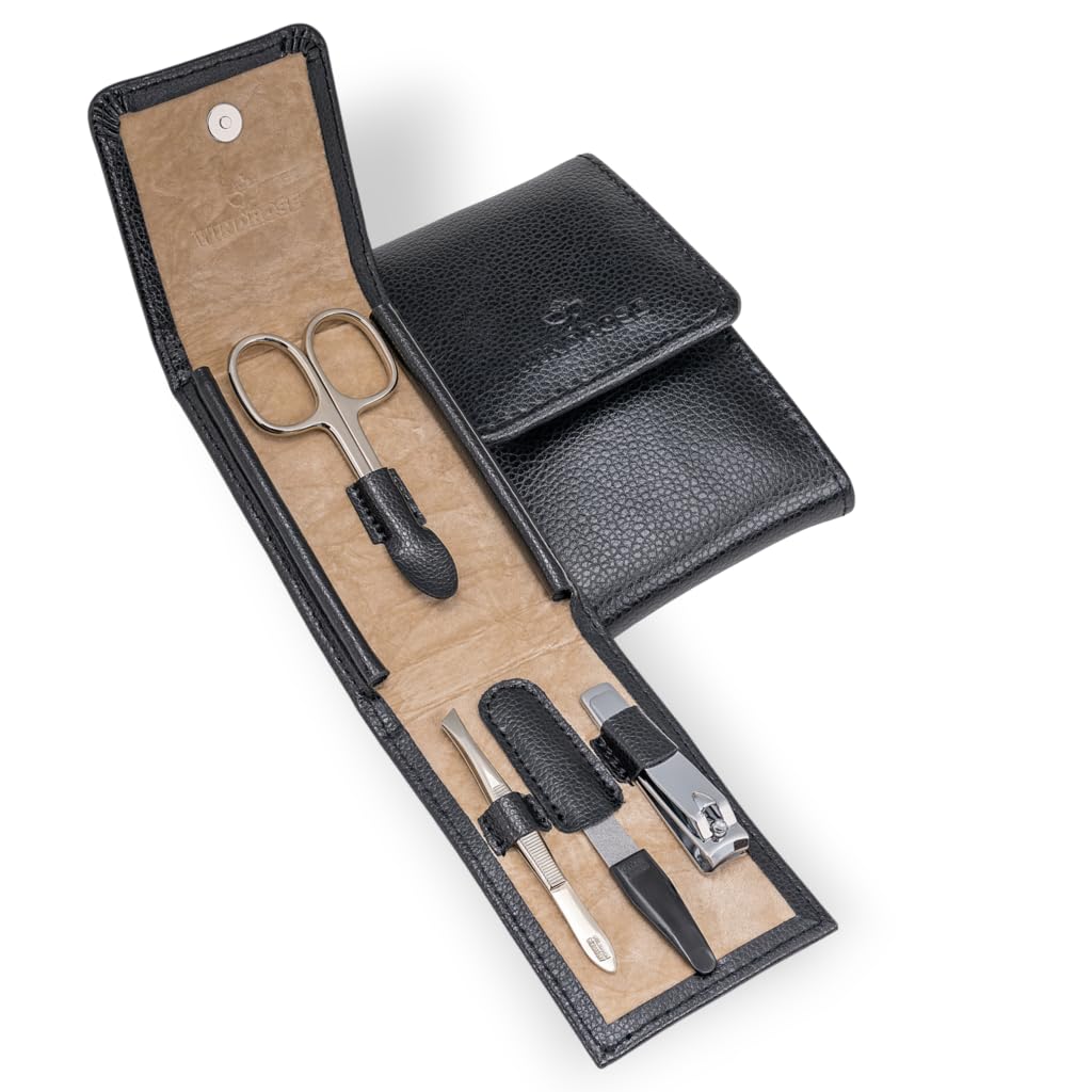 WINDROSE 4-teilig Maniküretui Beluga/Leder (Black)