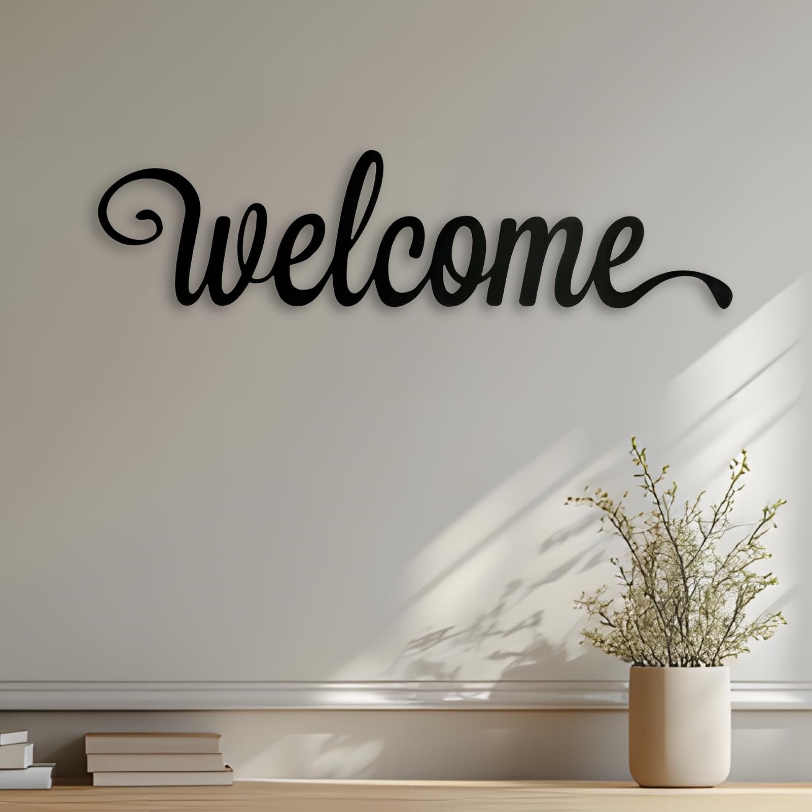 Kuestboy Welcome Sign, Welcome Metal Word, Welcome Wall Art, Housewarming Gift, Entryway Decor (23"x 6")