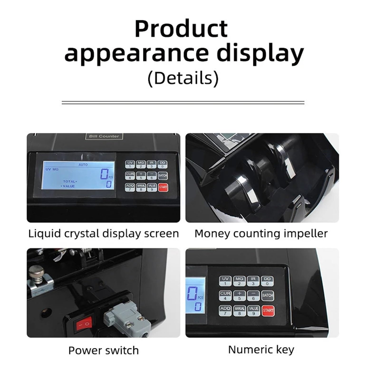 Registratore di Cassa Automatico multivaluta, Conta Banconote, rilevatore di Banconote, Display LCD per Euro, Dollari USA, sterline AUD per Negozi, attività commer,