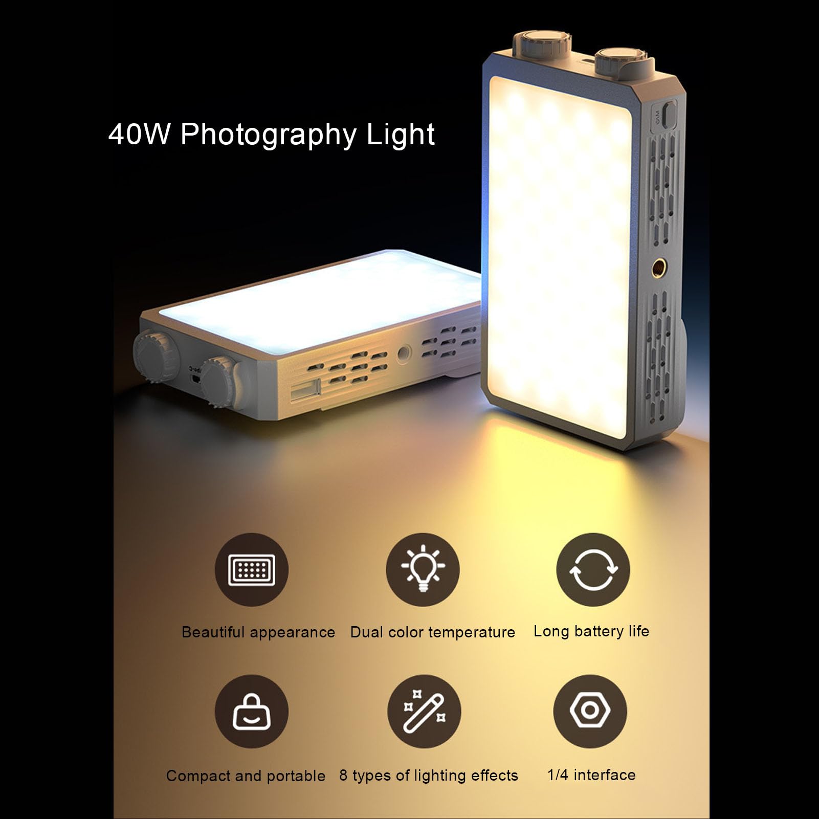 Asixxsix Pannello Luci Video RGB, 120 LED 40W 14000LX 2500-9000K CRI96+ Luce di Riempimento con Batteria 4400mAh Fascio Ampio 160°, per Creatori di Contenuti Fotografici