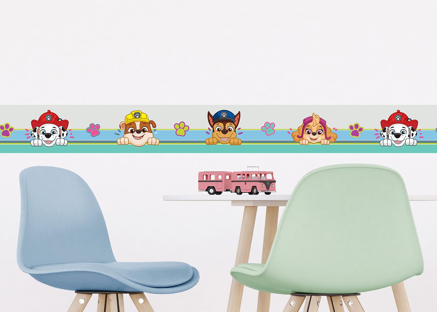 AG Design Cenefa autoadhesiva de la Patrulla Canina AWBD 8013, resistente al agua, decoración de pared para niños y niñas, multicolor, ancho 500 cm x alto 13,8 cm