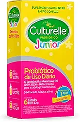 Culturelle Probiótico Júnior, Com Lactobacilos, Sem Glúten, Sem Lactose, Para Bebês, Crianças e Adolescentes a partir de 1 ano, Sem Sabor, 6 Sachês