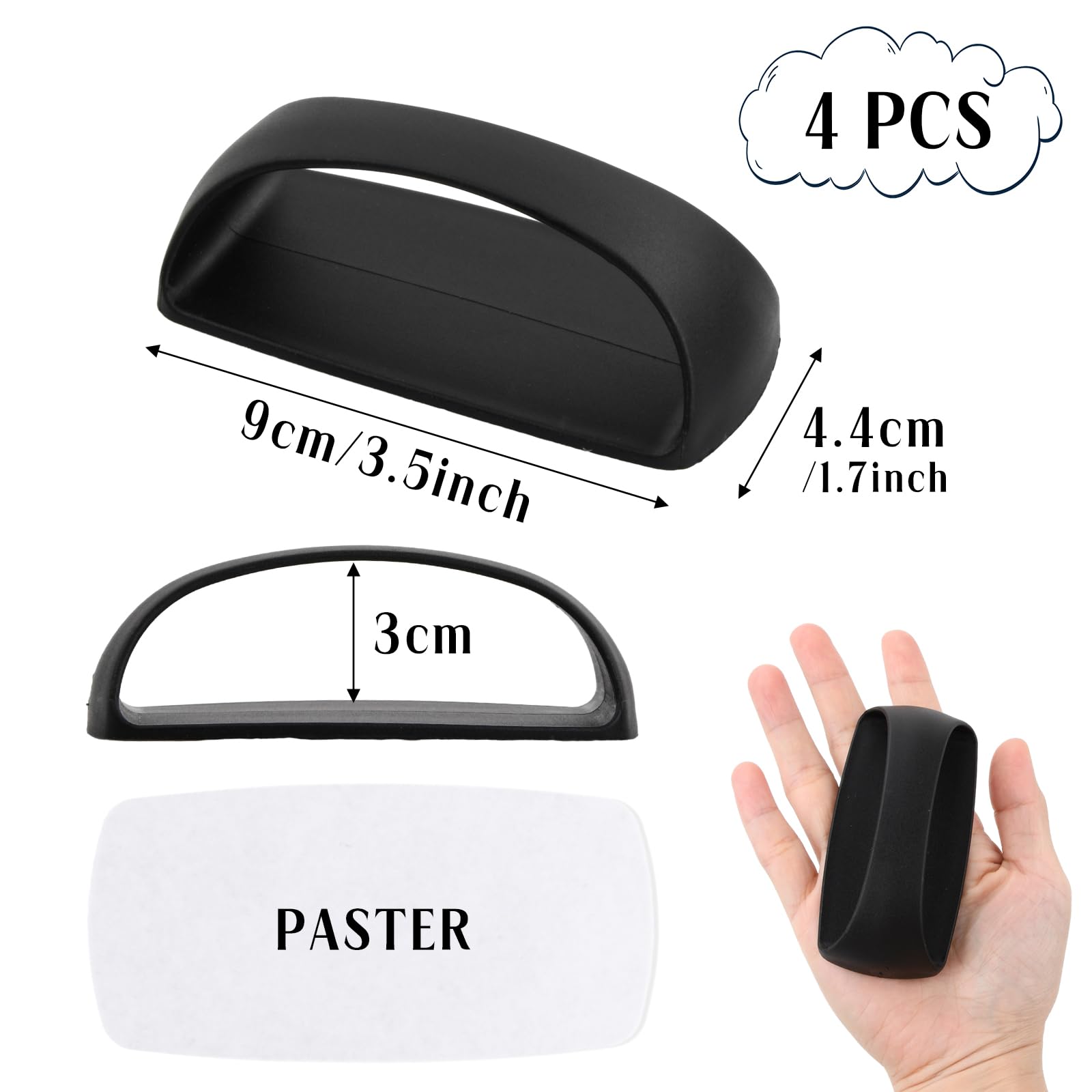 2 Coppie Armadio Maniglia Istantanea, Maniglie Per Cassetti In Plastica, Manopole Autoadesiva Saldamente Nero Bianco, Maniglia Autoadesiva Per Mobili Armadi Cassetti Guardaroba Frigorifero (Bianco - 5