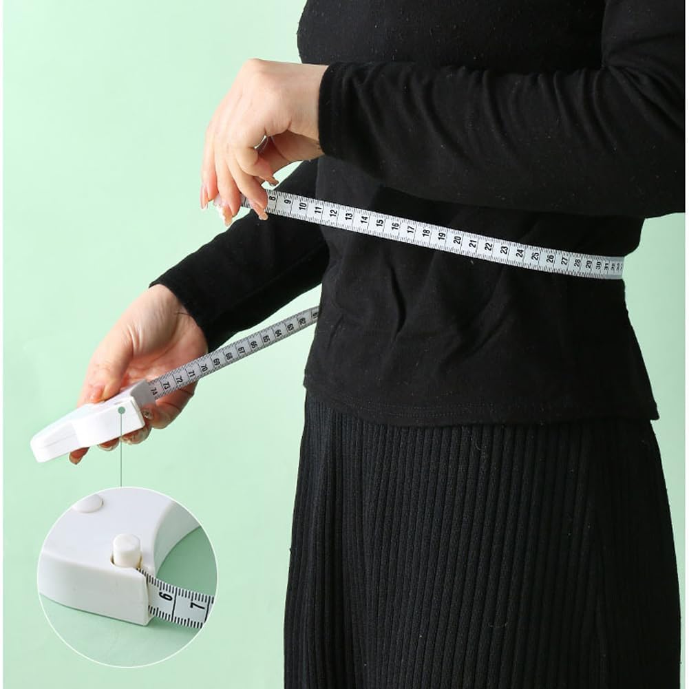 MEBISO Automatic Telescopic Tape Measure,Perfect Body Tape Measure,Self-Tightening Body Measuring Ruler,Retractable Double Scales Rulers,Perfect Waist Tape Measure (White) 2