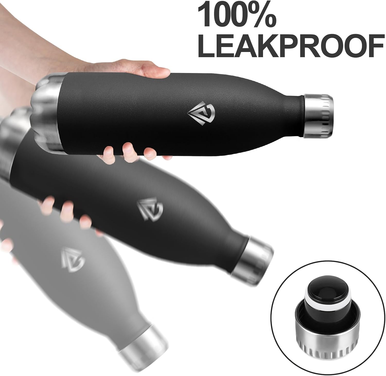 Grsta Stainless Steel Drinking Bottle, 1 Litre, BPA-Free, Leak-Proof, Cold and Warm, Insulated Flask, Double-Walled, Metal Water Bottle for Camping, Fitness, Office, Travel