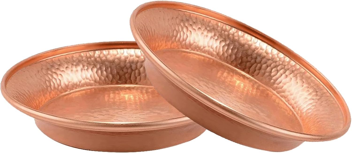 Hand-Forged Hammered Decorative Tray, Copper Offering Prayer Ritual Tray, Perfect for Witches, Incense, Incense Burner, Candlestick, Ashtray, Jewelry Tray, Key Basket (2, 5.9'')