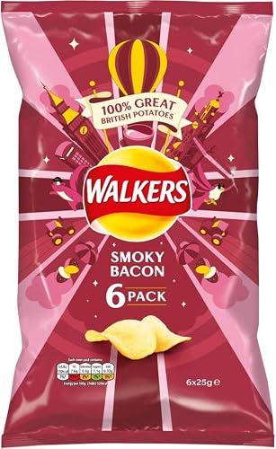 Walkers Smokey Lot de 6 copeaux de bacon 6 x 6 x 25 g