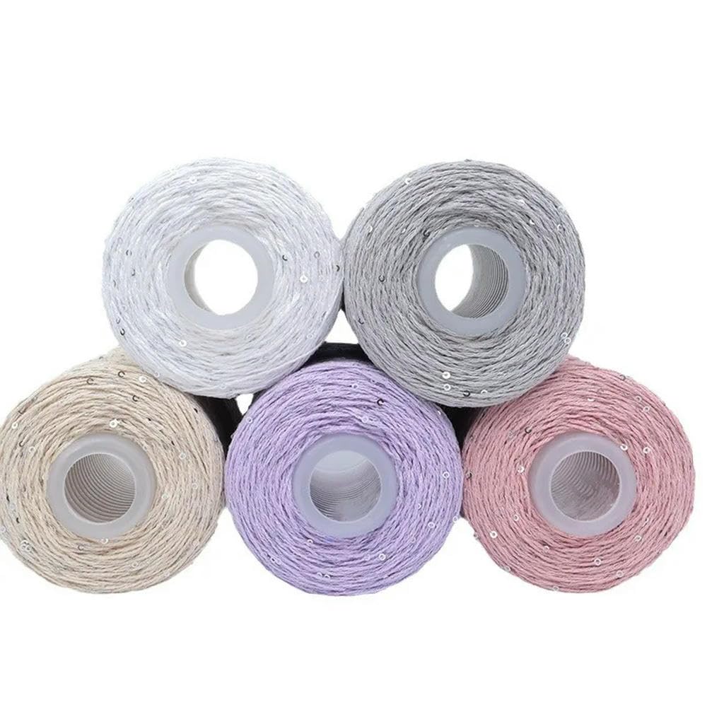 LIUXIN Hilo de Lino con Lentejuelas y Cuentas pequeñas retorcidas, Hilo Brillante Tejido a Mano, Bricolaje, 250 g